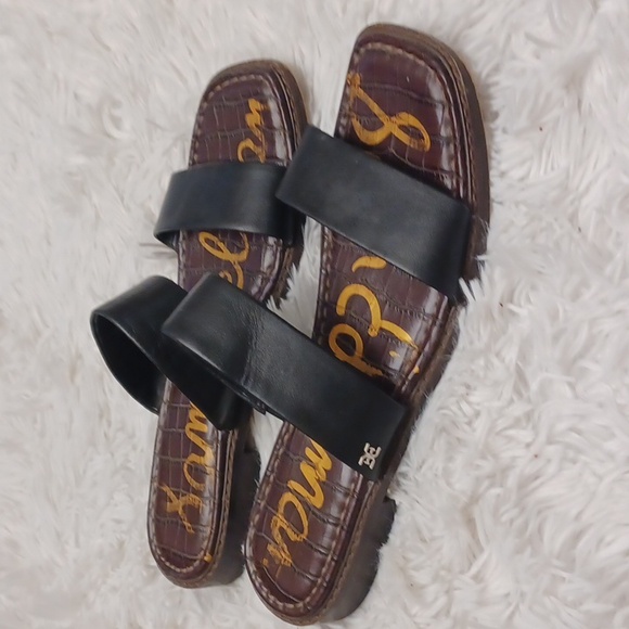 Sam Edeman Haydee Black Leather Double Strap Sandals Size 9.5 - Picture 7 of 12